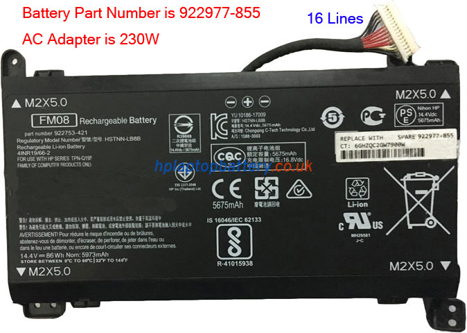 Battery for HP Omen 17-AN016NB laptop