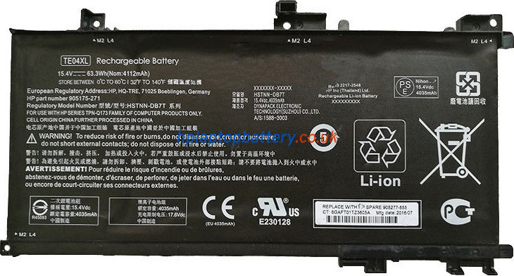 Battery for HP Omen 15-AX255TX laptop